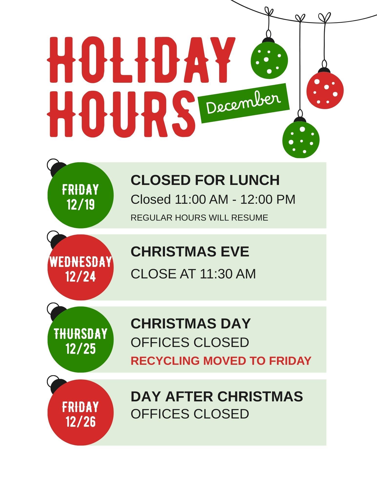 Red Green Simple Winter Christmas Holiday Event Schedule Flyer A4