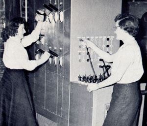 Historic Image of Two Women in the Control Room